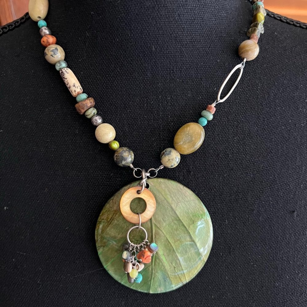Silpada Kabkaban Mixed Material Leaf Pendant Necklace